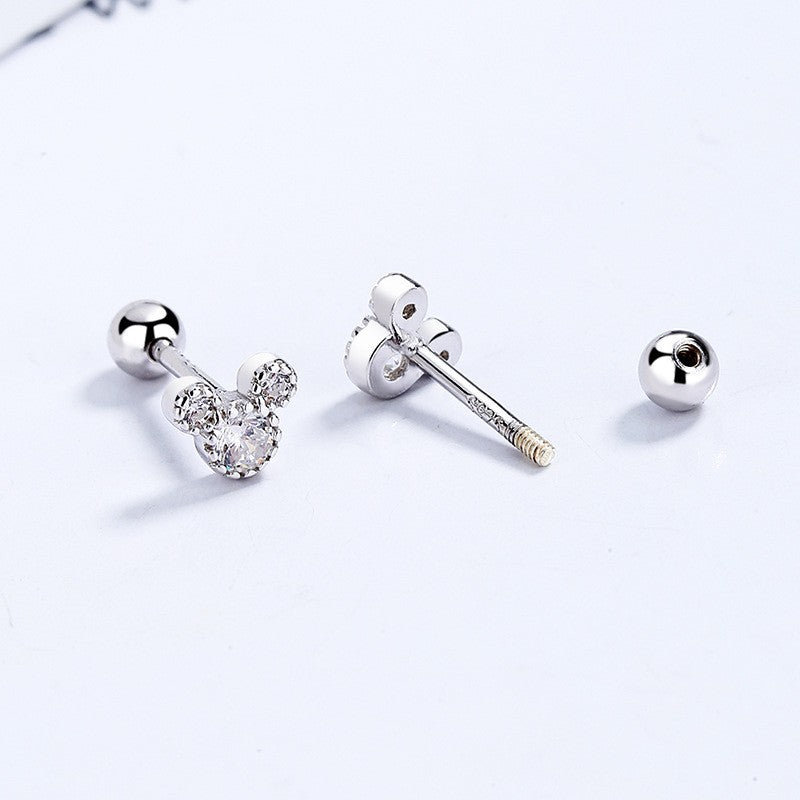 925 Sterling Silver Micky Screw Back Stud Earrings