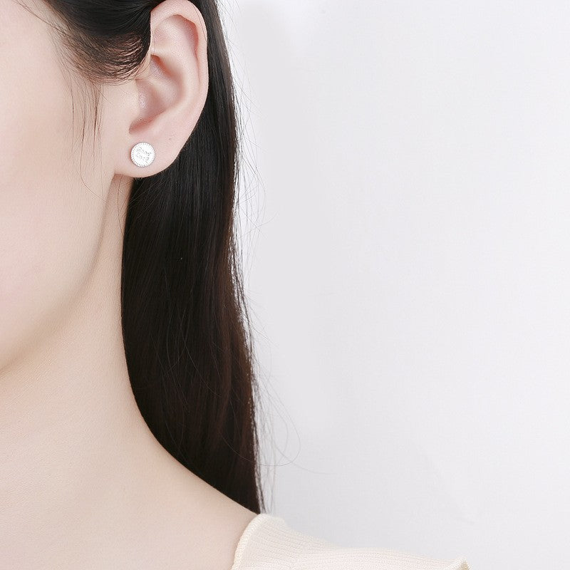 925 Sterling Silver Good Luck Screw Back Stud Earrings