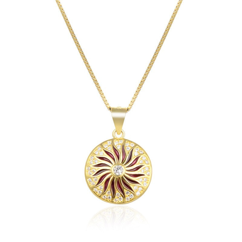925 Sterling Silver Sun Pendant Necklace