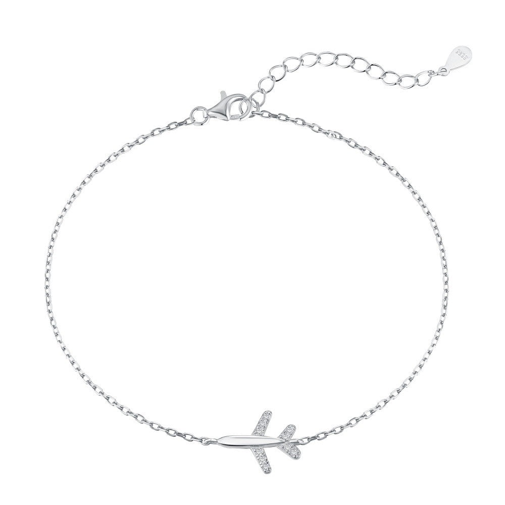 925 Sterling Silver Airplane Fashion Bracelet