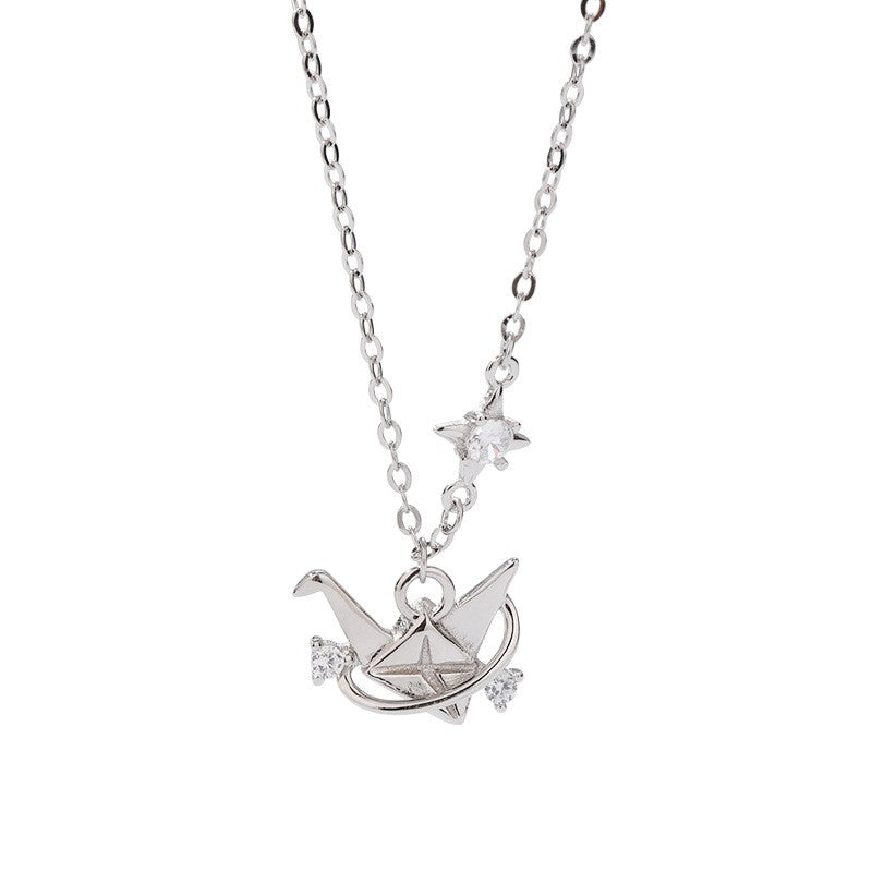 925 Sterling Silver Paper Cranes Fashion Necklace