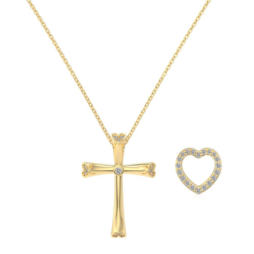 925 Sterling Silver Cross Heart Necklace