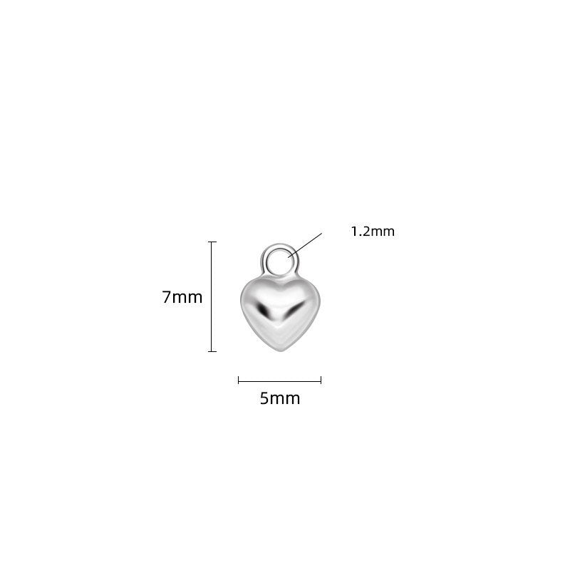 925 Sterling Silver Heart Charm 5mm 8mm With Spring Clasp For Jewelry DIY