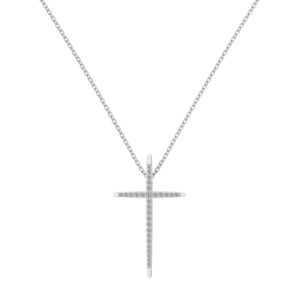 Collar con colgante de cruz de plata de ley 925