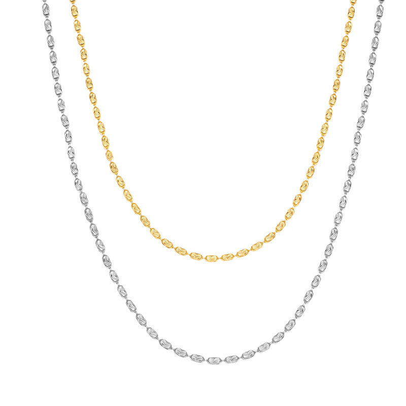 925 Sterling Silver Diamont Cut Rice Beads Chain 2mm