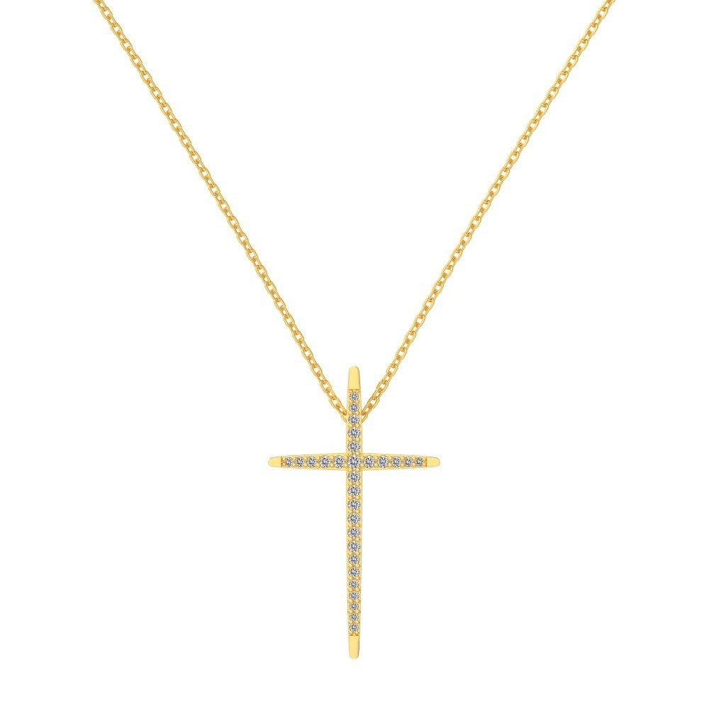 Collar con colgante de cruz de plata de ley 925