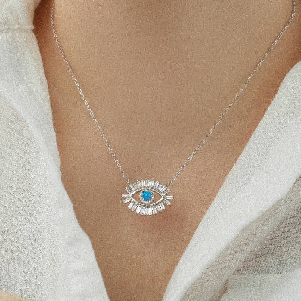 925 Sterling Silver Evil Eye Fashion Pendant Necklace