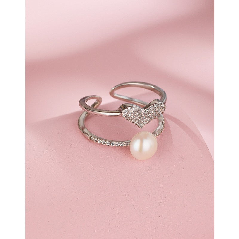 925 Sterling Silver Pearl Fashion Ring