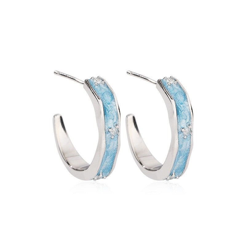 925 Sterling Silver Enamel Fashion Earrings