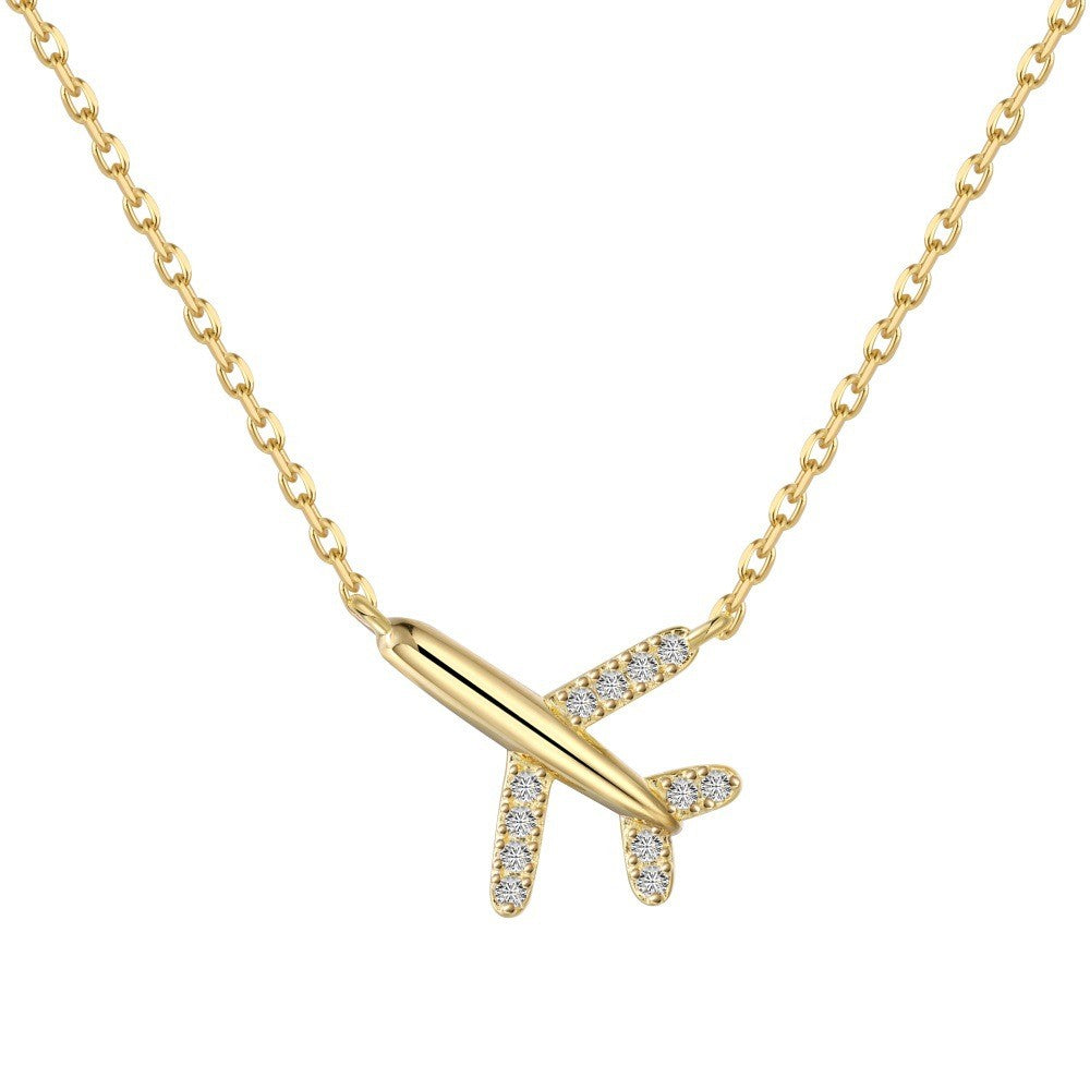 925 Sterling Silver Airplane Fashion Necklace