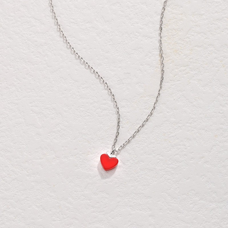 925 Sterling Silver Red Heart Necklace