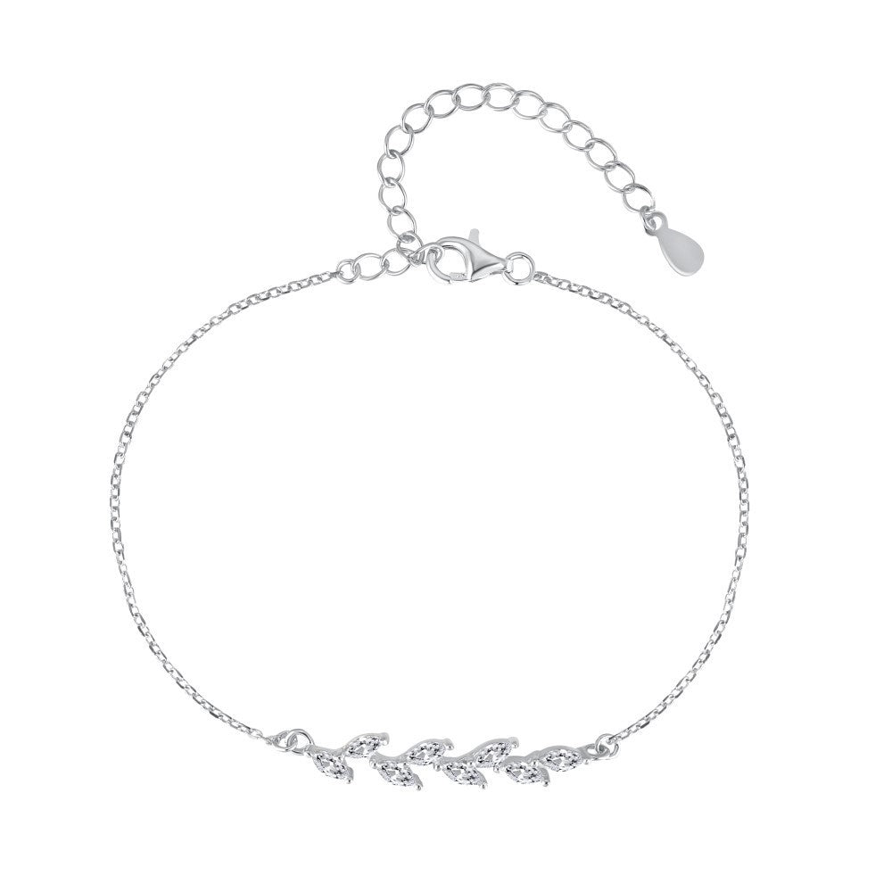 925 Sterling Silver Leaf-Inspired Fashion Bracelet