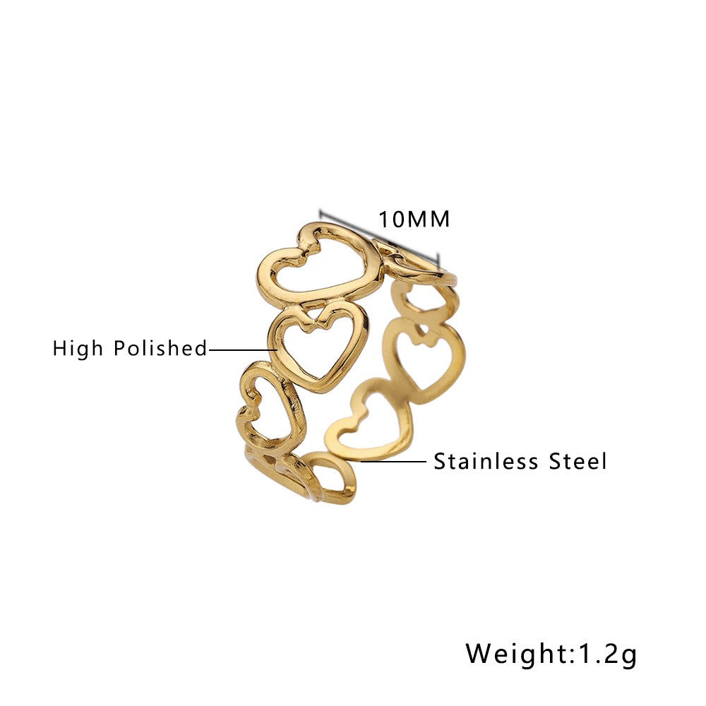 Stainless Steel Hearts Fashion Ring