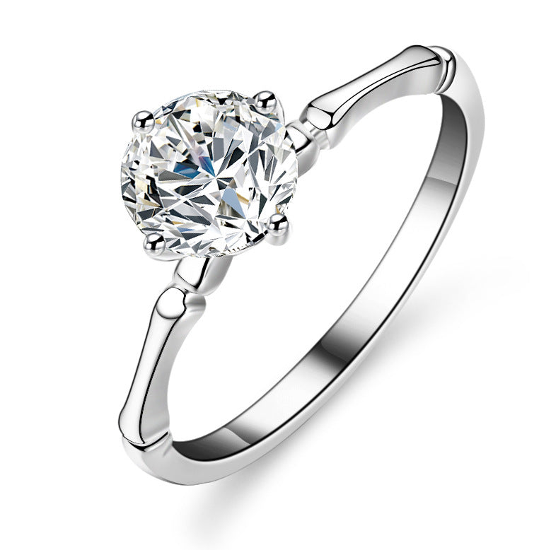 925 Sterling Silver Elegant Zircon Fashion Engagement Ring