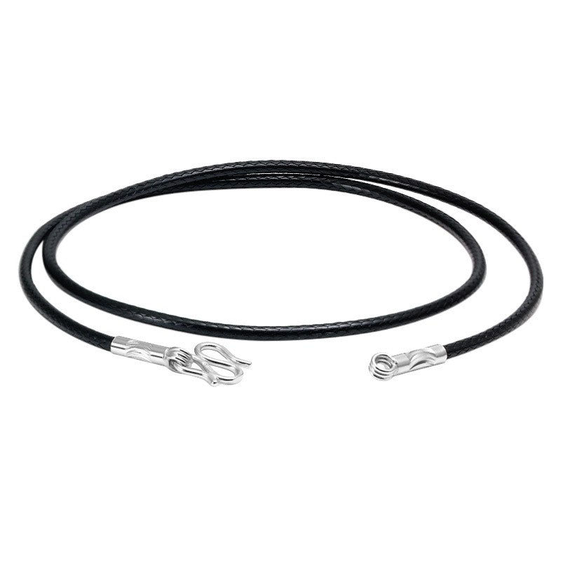 925 Sterling Silver Wax Leather Necklace Chain 2mm 3mm For Jewelry DIY