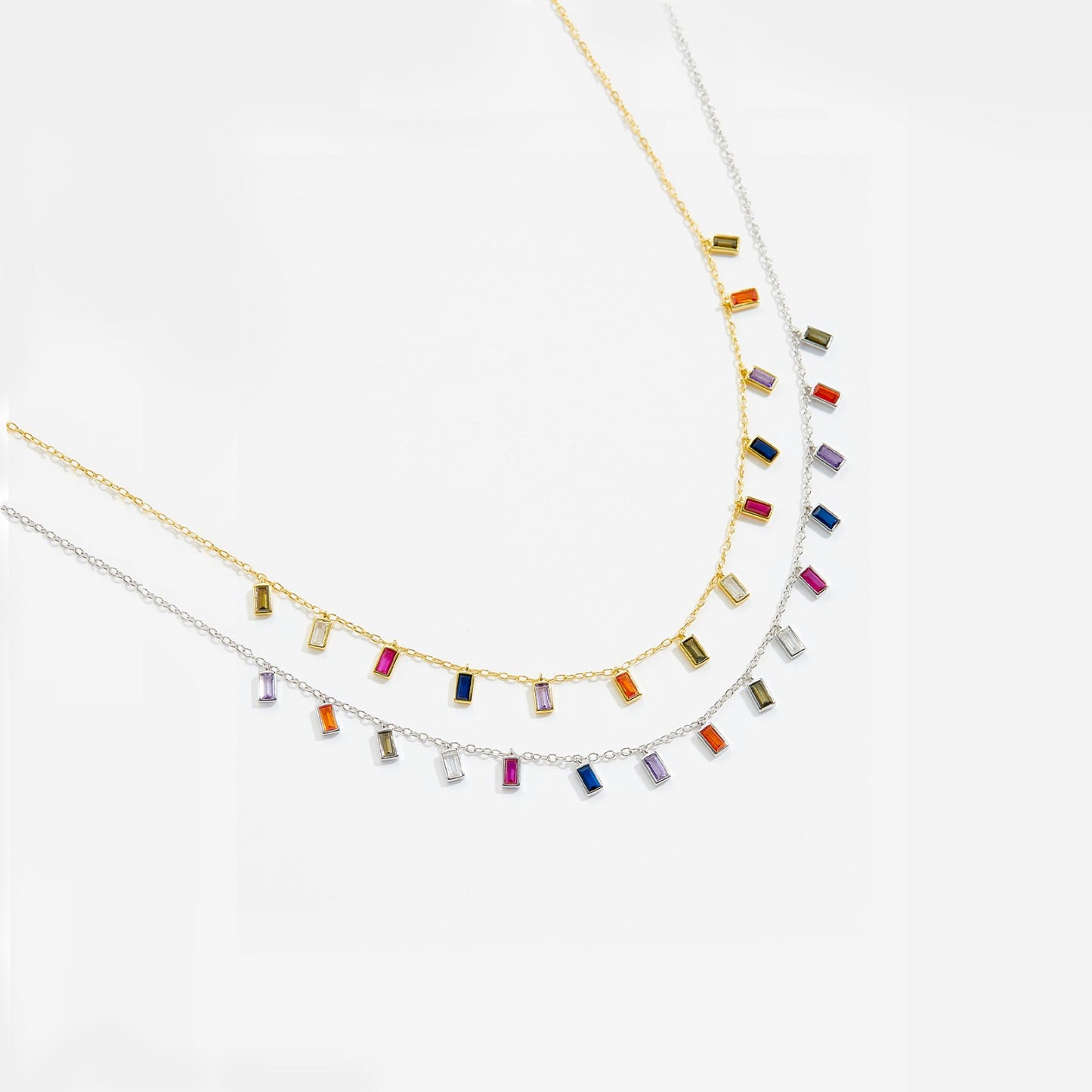 925 Sterling Silver Color Zircon Fashion Necklace