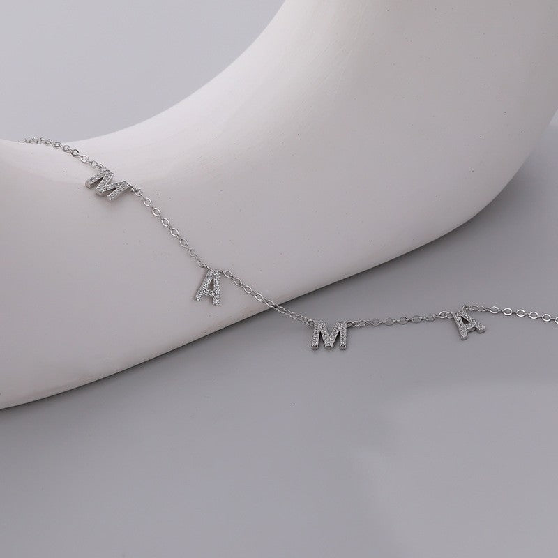 925 Sterling Silver M-A-M-A Initial Pendant Necklace