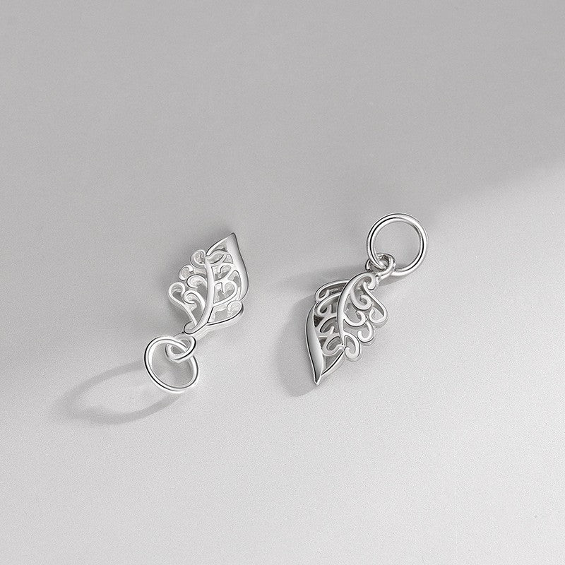 925 Sterling Silver Hollow Leave Charm For Jewelry DIY