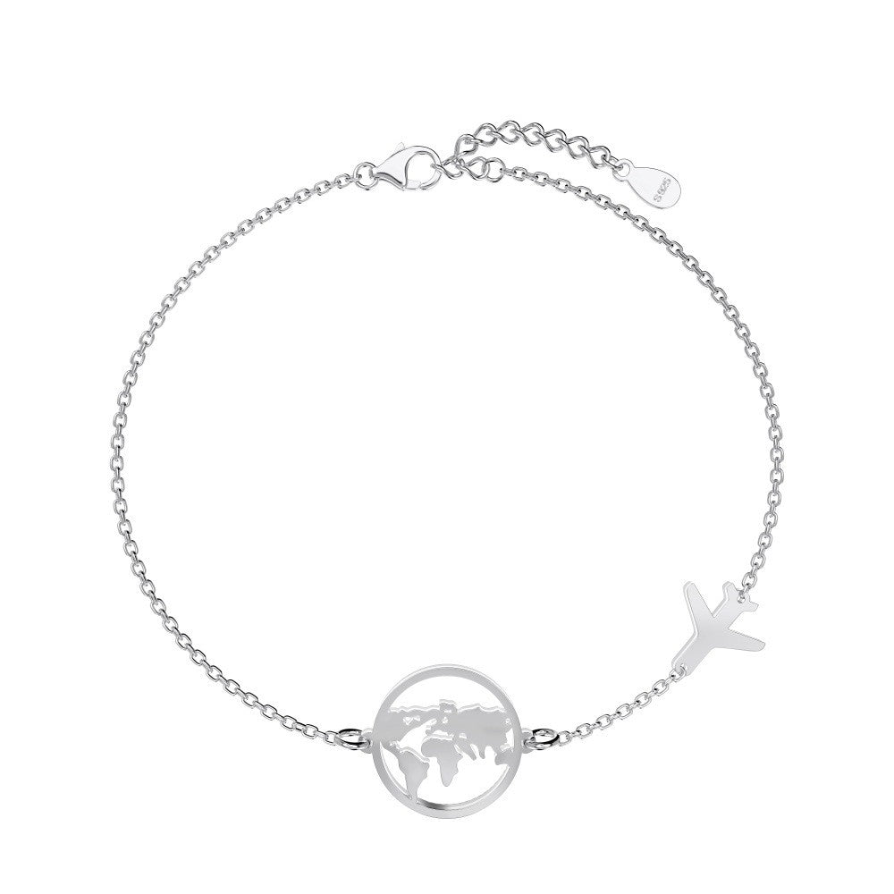 925 Sterling Silver Airplane Fashion Bracelet