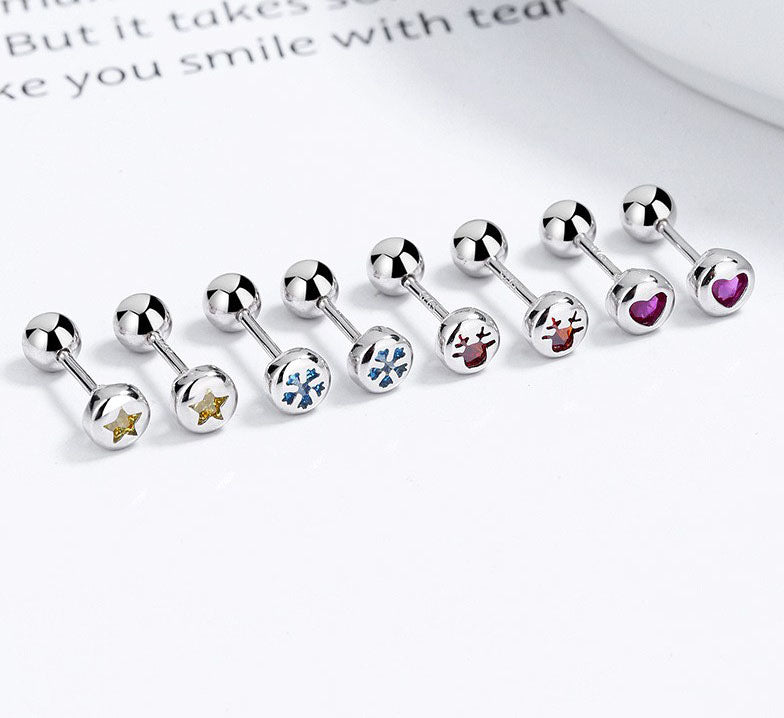 925 Sterling Silver Screw Back Stud Earrings