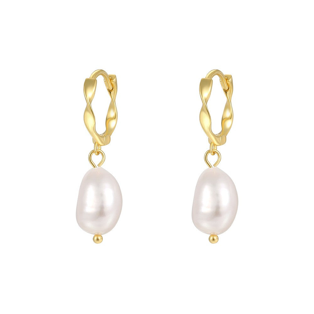 925 Sterling Silver Natural Pearl Earrings Fashion Jewelry Gift for Women Girl