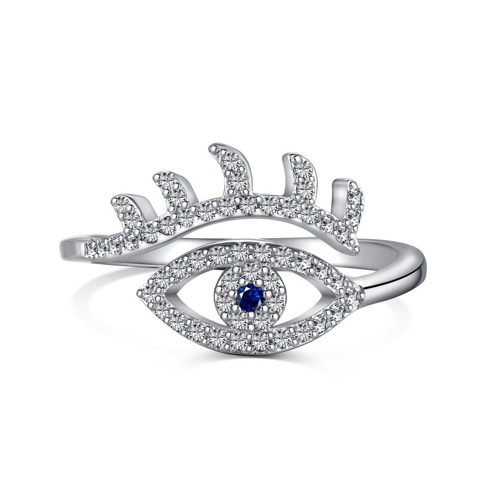 925 Sterling Silver Evil Eye Fashion Adjustable Ring