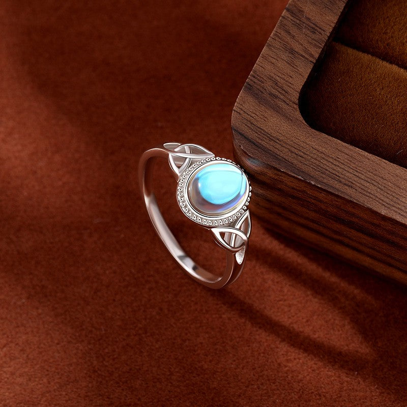 925 Sterling Silver Moonstone Fashion Ring