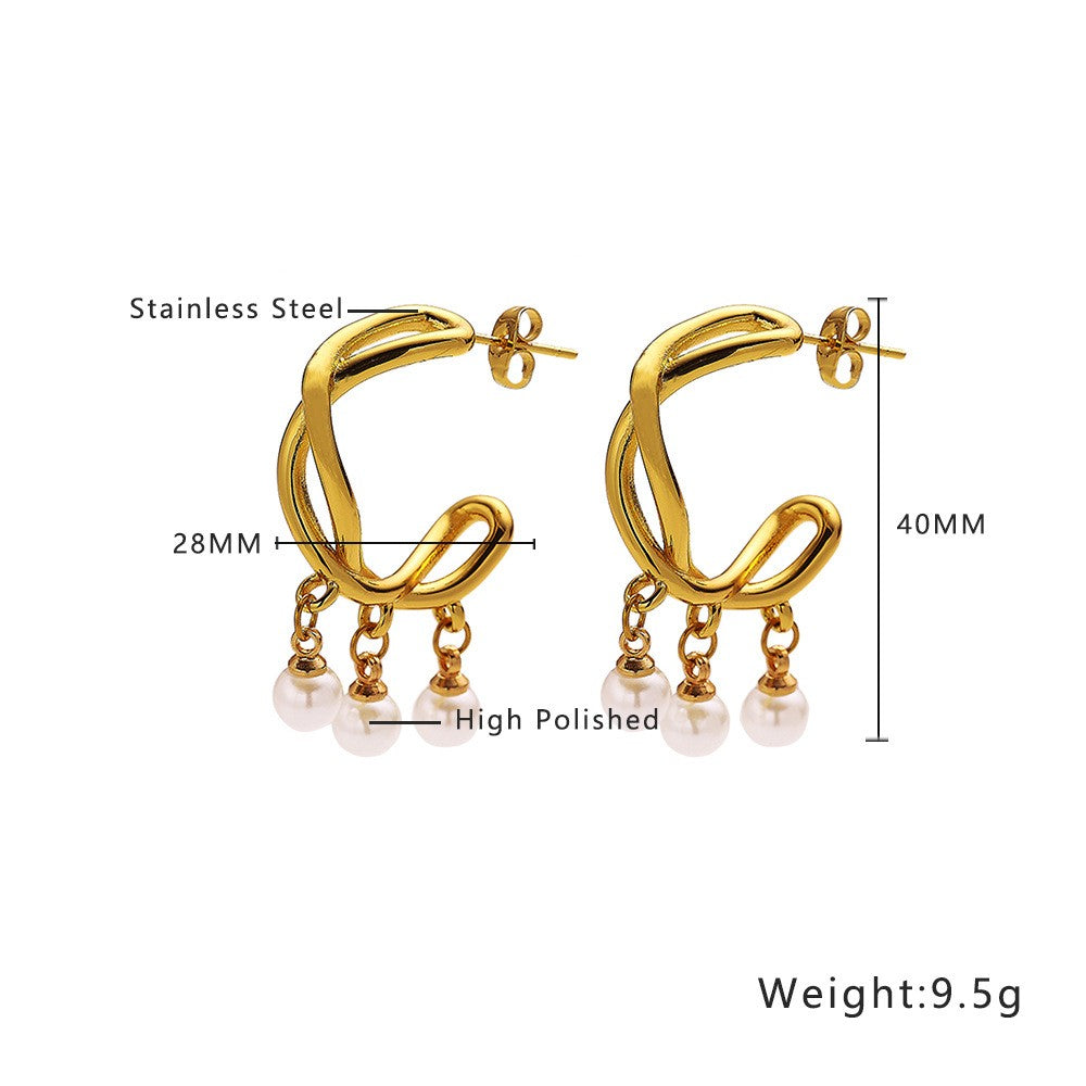 Stainless Steel Jewelry Fashion Pearl Earrings