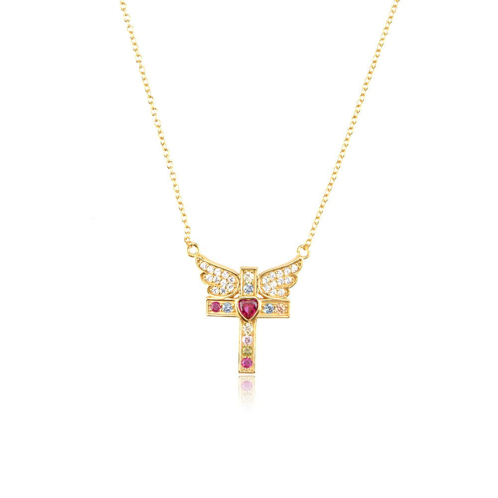 925 Sterling Silver Zircon Cross Pendant Necklace