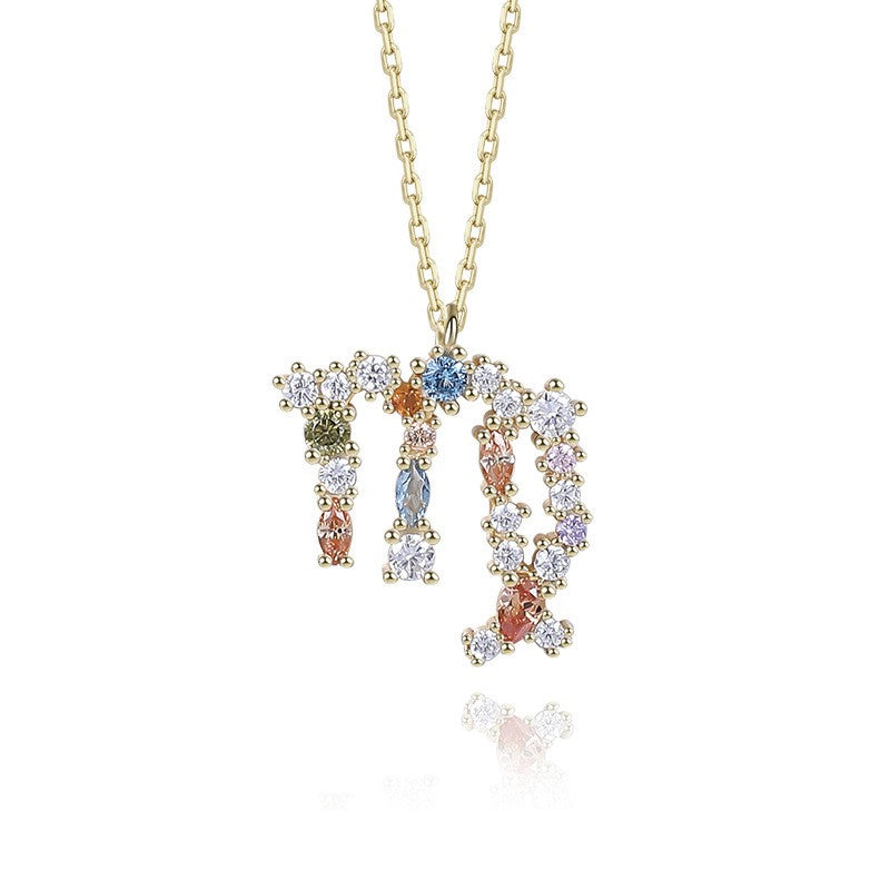 925 Sterling Silver Colorful Zircon Constellation Pendant Necklace