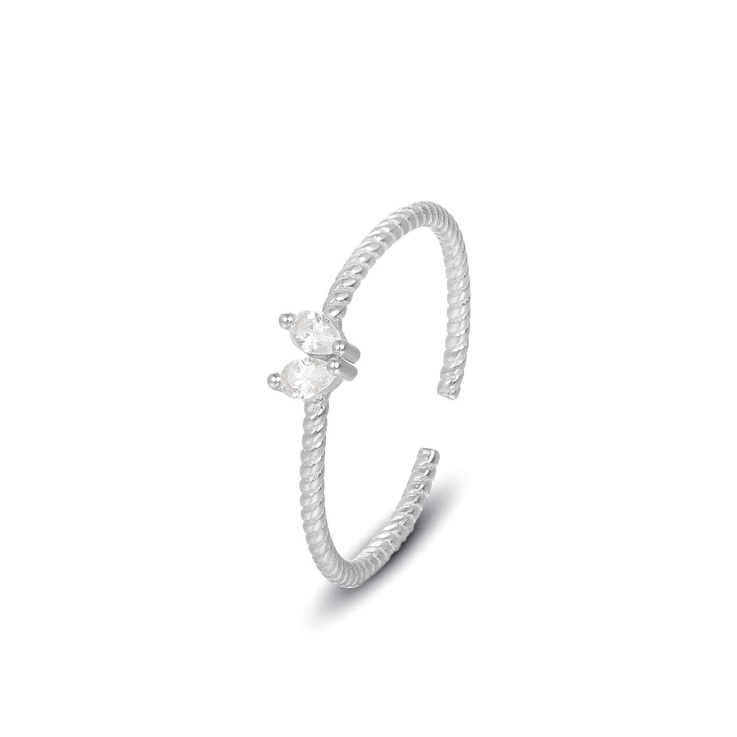 925 Sterling Silver Zircon Fashion Open Ring