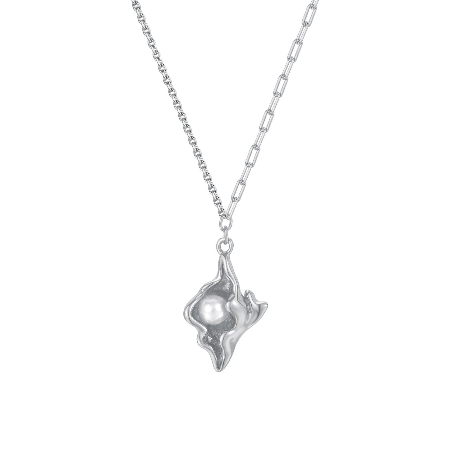 925 Sterling Silver Natural Pearl Necklace Fashion Jewelry Gift for Women Girls