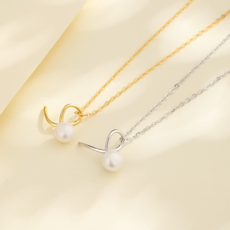 Collar de moda con perlas de plata de ley 925