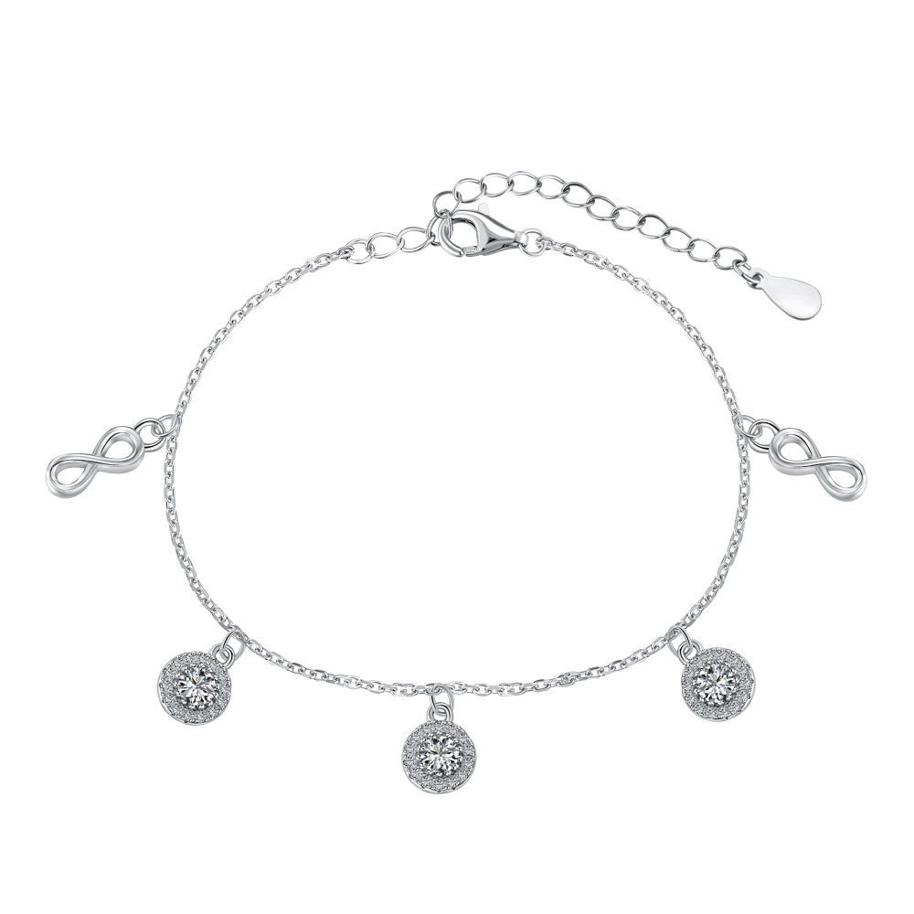 925 Sterling Silver Infinity Love Charm Fashion Anklet