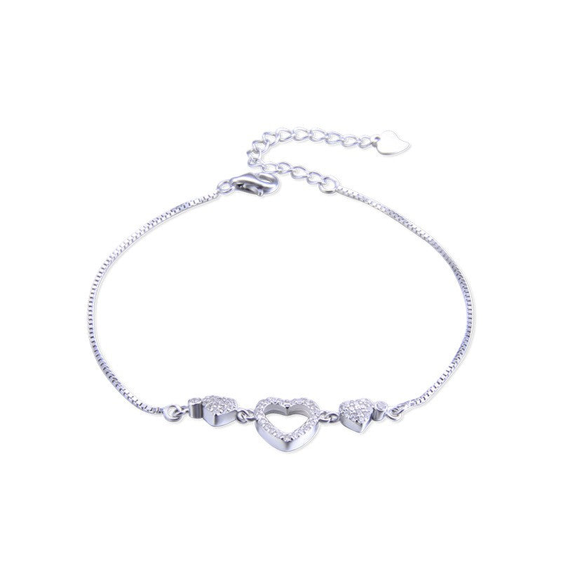 Pulsera de moda con forma de corazón en plata de ley 925