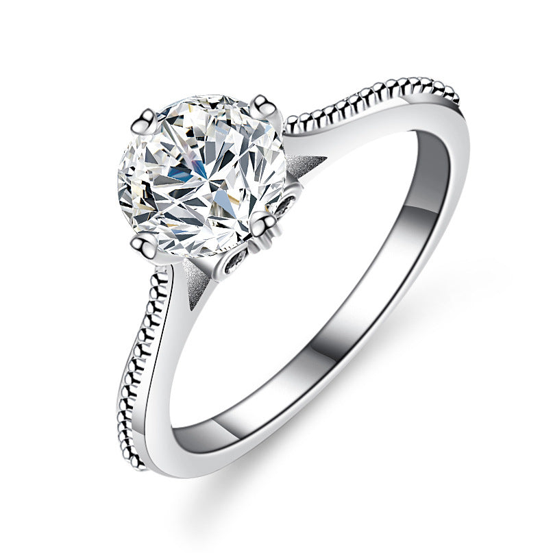 925 Sterling Silver Elegant Zircon Fashion Engagement Ring