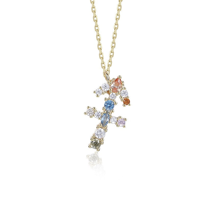 925 Sterling Silver Colorful Zircon Constellation Pendant Necklace