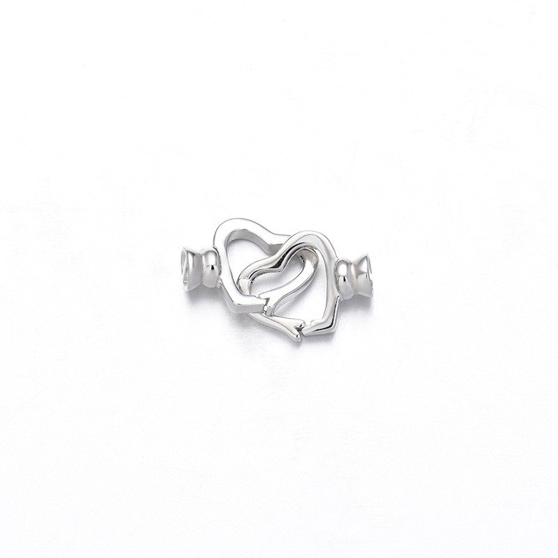 925 Sterling Silver Double Heart Clasp For Jewelry DIY