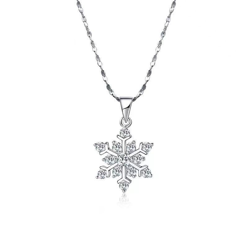 925 Sterling Silver Snowflake Pendant Necklace