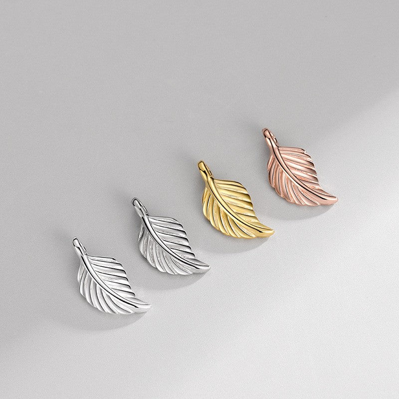 925 Sterling Silver Charm Feather For Jewelry DIY