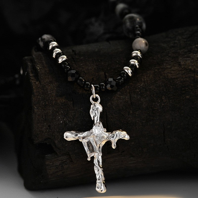 925 Sterling Silver Zircon Cross Fashion Necklace