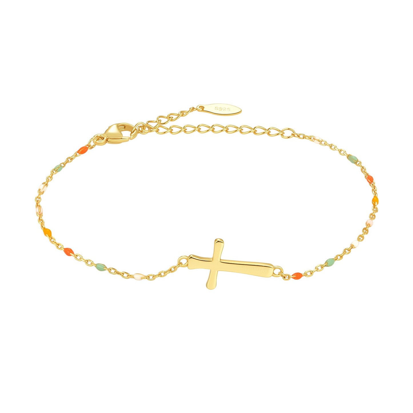 Pulsera de moda con cruz de plata de ley 925
