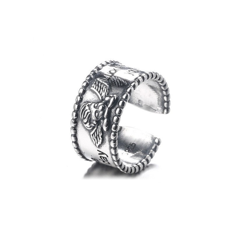 Anillo de moda con cruz de plata de ley 925