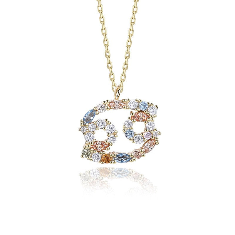 925 Sterling Silver Colorful Zircon Constellation Pendant Necklace