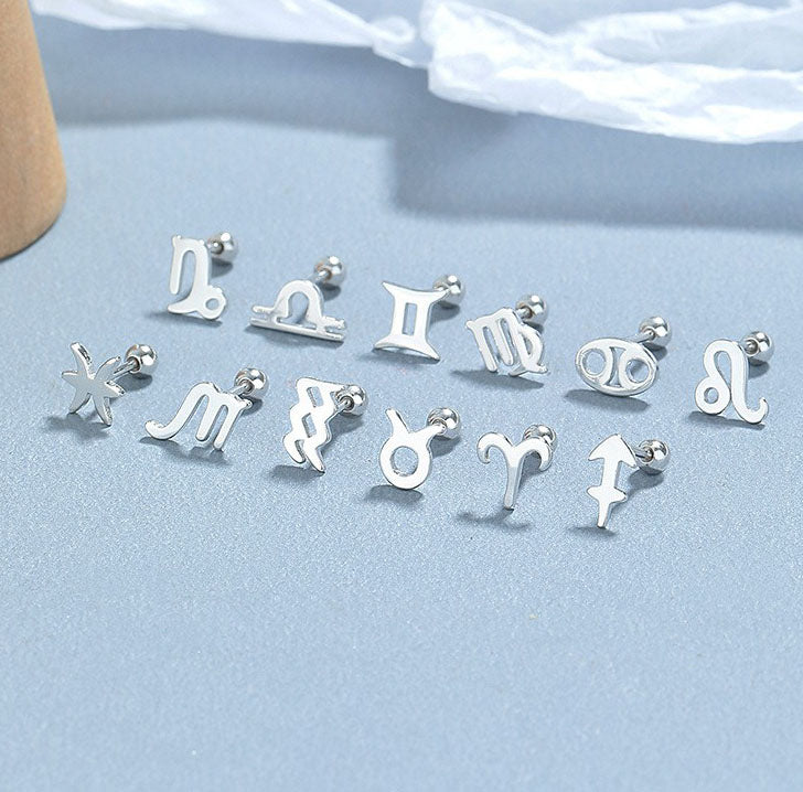 925 Sterling Silver Constellation Screw Back Stud Earrings