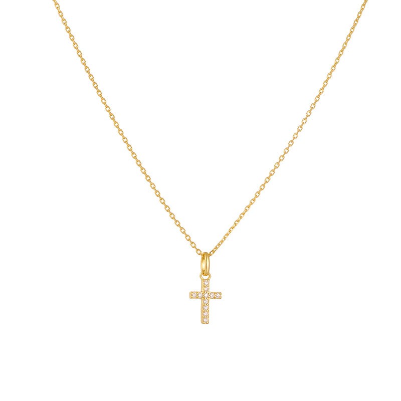 925 Sterling Silver Zircon Cross Pendant Necklace