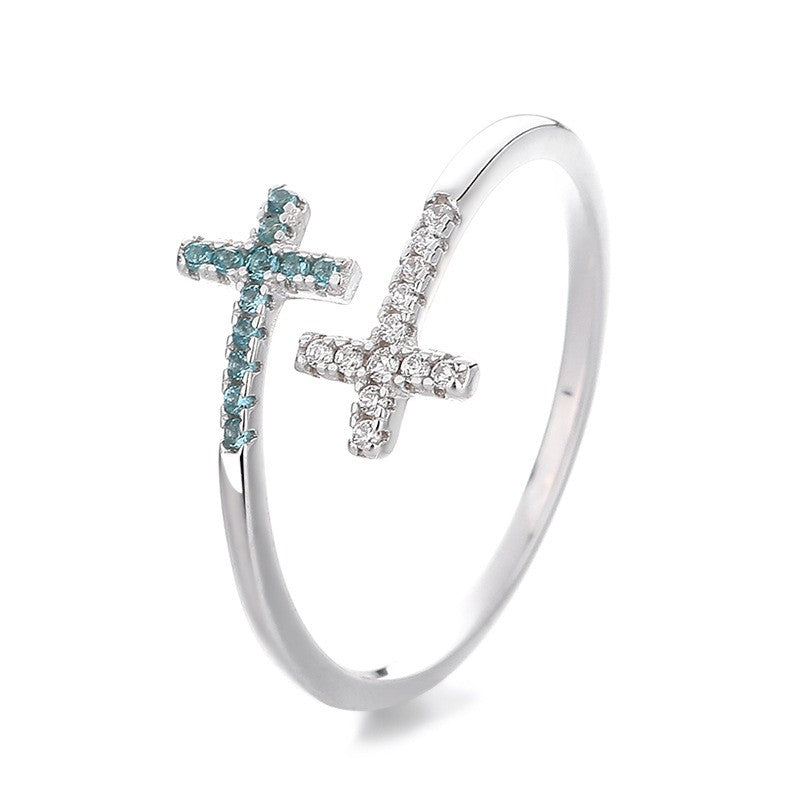 925 Sterling Silver Crown Cross Fashion Ring