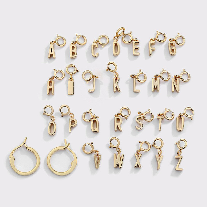 925 Sterling Silver A-Z Charm With Spring Clasp For Jewelry DIY