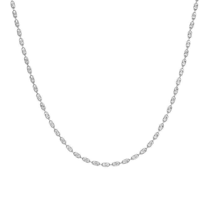 925 Sterling Silver Diamont Cut Rice Beads Chain 2mm