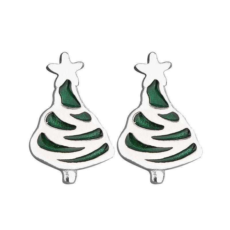 925 Sterling Silver Christmas Tree Festival Earrings